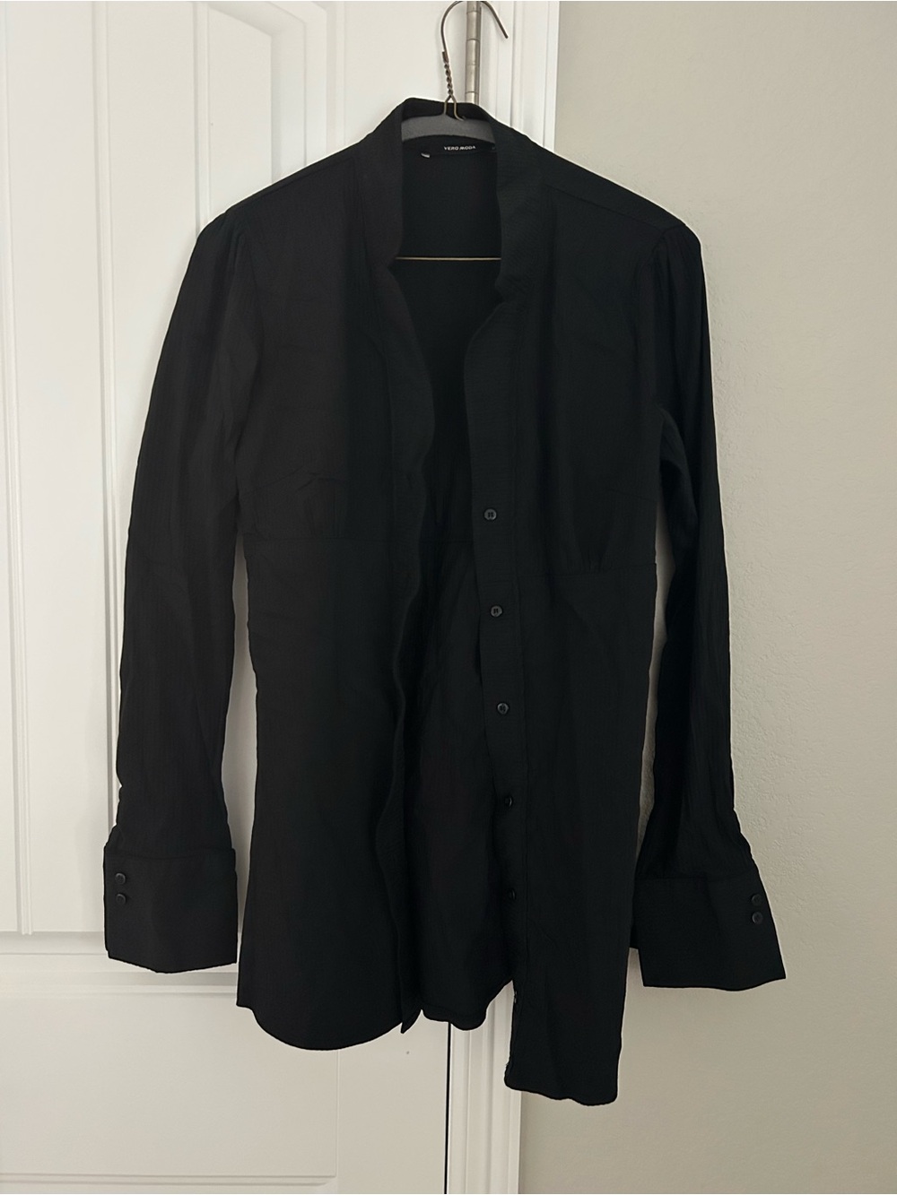 Gothic Black Button-Up Shirt Jacket